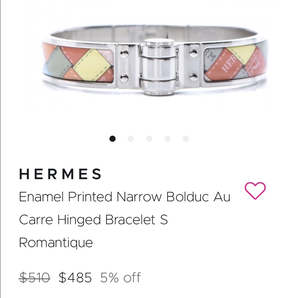 Authentic 💯 Hermes Printed Narrow Bolduc Au Carre Hinged Bracelet S Romantique